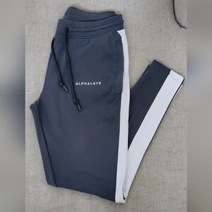 Alphalete Gray Joggers with White Stripe